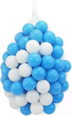 DIVCHI Playballs, Soft Pit Balls for Kids, Small Colourful Plastic Balls,Smooth Surface and No Sharp Edges Blue/White 100 pcs