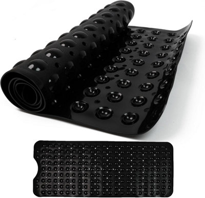 DIVCHI Shower Bath Mat Non Slip Anti Mould & Mildew With Strong Suction Cups Grip And Drain Holes black 40x100CM