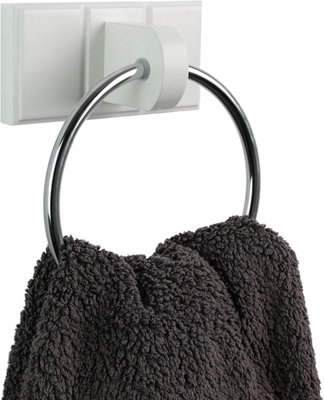 DIVCHI Towel Holder Black Chrome Plated Towel Rail Bath Towel Ring Wall ...
