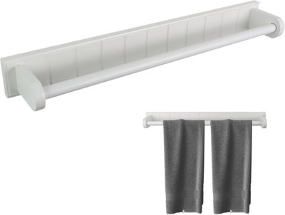 DIVCHI Towel Rack For Bathroom, Sturdy Towel Bar Wall Mounted, Space-saving Towel Hanger, White Painted Pine Wood