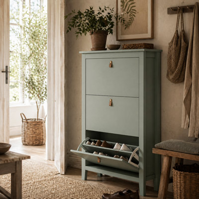 Diveve 3-Drawer Tilt-Out Shoe Cabinet Mint Green - Slim Modern