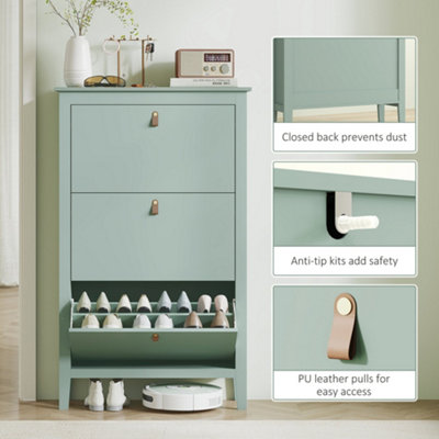 Diveve 3-Drawer Tilt-Out Shoe Cabinet Mint Green - Slim Modern