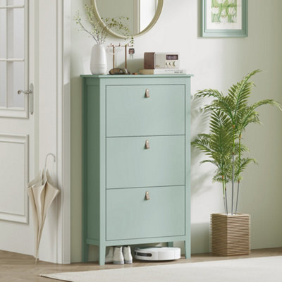 Diveve 3-Drawer Tilt-Out Shoe Cabinet Mint Green - Slim Modern
