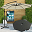 Divine Style Vanilla Cream Cantilever Parasol with 4pc Base Set and Waterproof Cover for Outdoor Patio