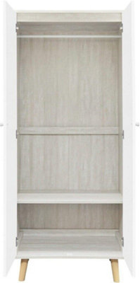 Dixie 2 Door Wardrobe - L47 x W78 x H182.5 cm - Dusty Grey/White