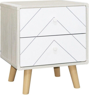 Dixie 2 Drawer Bedside in Dusty Grey and White