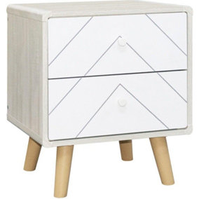 Dixie 2 Drawer Bedside in Dusty Grey and White