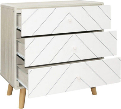 Dixie 3 Drawer Chest in Dusty Grey and White