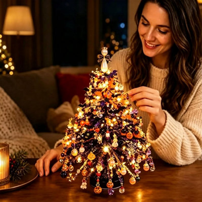DIY Beaded Halloween Tree Kit, 3D Bead Craft with Lighted Tabletop ...