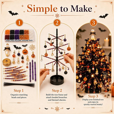 DIY Beaded Halloween Tree Kit, 3D Bead Craft with Lighted Tabletop ...
