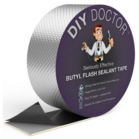 DIY Butyl Tape - Indoor or Outdoor Waterproof & UV Resistant Aluminium Coated Sealant Repair Tape for Leaks - Measures L5m x W5cm
