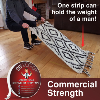 Double Sided Carpet Tape 2 Inch X 20 Yards - Heavy Duty Residue-Free Rug Gripper For Area Rugs, Wood, Tile & More
