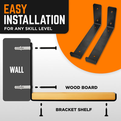 PHLKJL 2-Pack Steel Shelf Brackets - 22 Inch Heavy Duty Galvanized Brackets For DIY Shelving