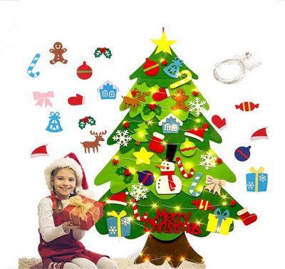 DIY Felt Christmas Tree for Kids - 3.2ft, 32 Ornaments, Tree to ...