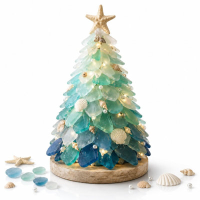 DIY Sea Glass Art Kit, Craft Kit with Shells & Pearl Accents, Tree ...
