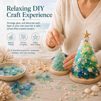 DIY Sea Glass Art Kit, Craft Kit with Shells & Pearl Accents, Tree ...