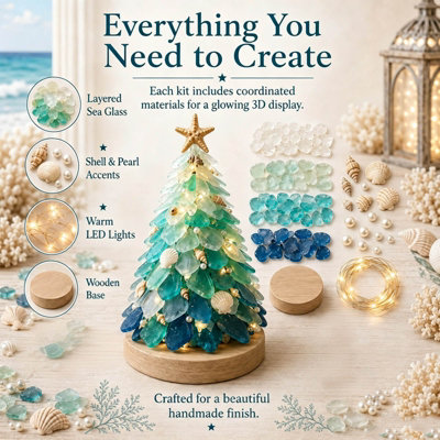 DIY Sea Glass Art Kit, Craft Kit with Shells & Pearl Accents, Tree ...