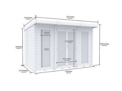 DIY Sheds 10x5 Pent Summer House Loglap (Full Height Window)