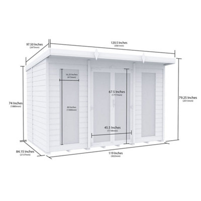 DIY Sheds 10x7 Pent Summer House (Full Height Window)