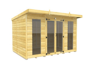 DIY Sheds 10x7 Pent Summer House Loglap (Full Height Window)