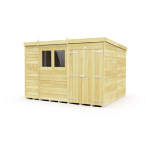 DIY Sheds 10x8 Pent Shed - Double Door With Windows