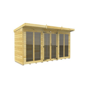 DIY Sheds 12x4 Pent Summer House Loglap (Full Height Window)