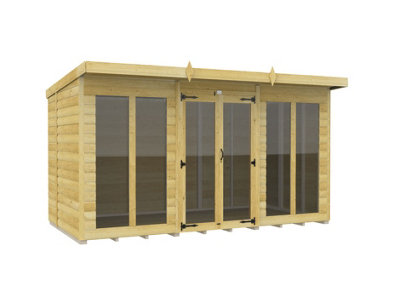 DIY Sheds 12x5 Pent Summer House Loglap (Full Height Window)