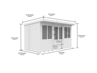 DIY Sheds 12x5 Pent Summer House Loglap