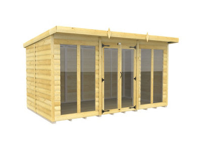 Diy Sheds 12x7 Pent Summer House Loglap (full Height Window) 