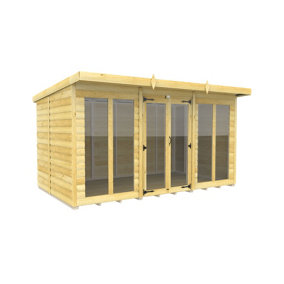 DIY Sheds 12x7 Pent Summer House Loglap (Full Height Window)