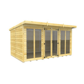 DIY Sheds 12x8 Pent Summer House Loglap (Full Height Window)