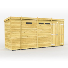 DIY Sheds 13x4 Pent Security Shed - Double Door