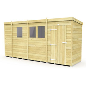 DIY Sheds 13x4 Pent Shed - Single Door With Windows