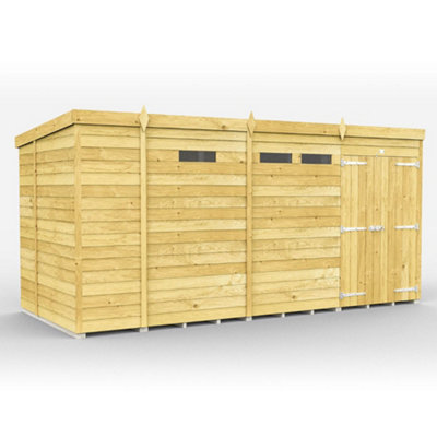 DIY Sheds 13x6 Pent Security Shed - Double Door