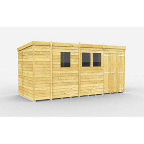 DIY Sheds 13x6 Pent Shed - Double Door With Windows