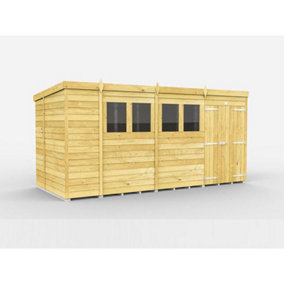 DIY Sheds 14x6 Pent Shed - Double Door With Windows