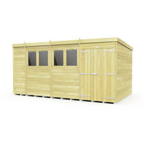 DIY Sheds 14x8 Pent Shed - Double Door With Windows