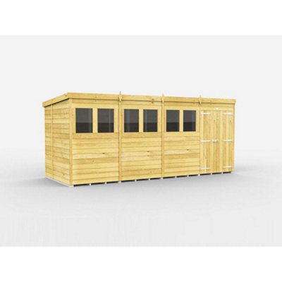 DIY Sheds 16x6 Pent Shed - Double Door With Windows