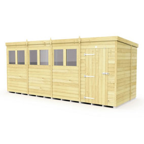 DIY Sheds 16x7 Pent Shed - Single Door With Windows