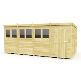 DIY Sheds 16x8 Pent Shed - Single Door With Windows