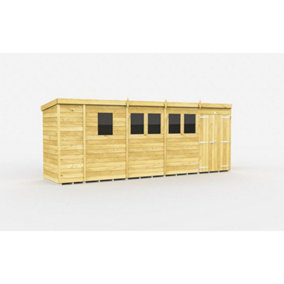 DIY Sheds 17x4 Pent Shed - Double Door With Windows