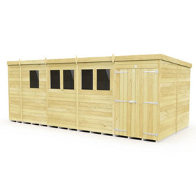 DIY Sheds 17x8 Pent Shed - Double Door With Windows