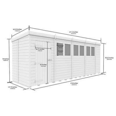 DIY Sheds 18x5 Pent Shed - Single Door Without Windows