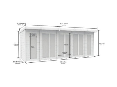 DIY Sheds 18x5 Pent Summer House Loglap (Full Height Window)