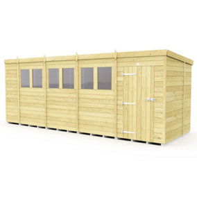 DIY Sheds 18x7 Pent Shed - Single Door With Windows