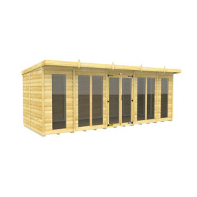 DIY Sheds 18x7 Pent Summer House Loglap (Full Height Window)
