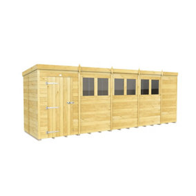 DIY Sheds 19x5 Pent Shed - Single Door With Windows