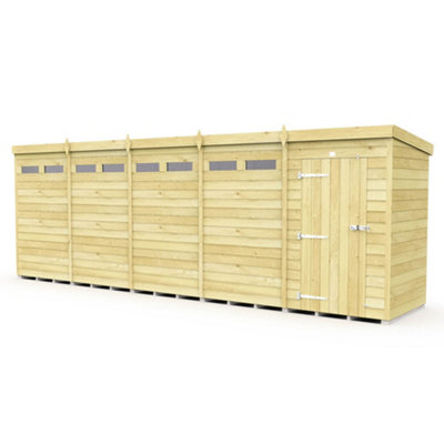 DIY Sheds 20x4 Pent Security Shed - Single Door