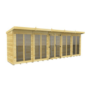 DIY Sheds 20x4 Pent Summer House Loglap (Full Height Window)