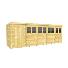 DIY Sheds 20x5 Pent Shed - Single Door With Windows